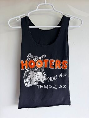 Hooters Black Tank with Orange & White Logo